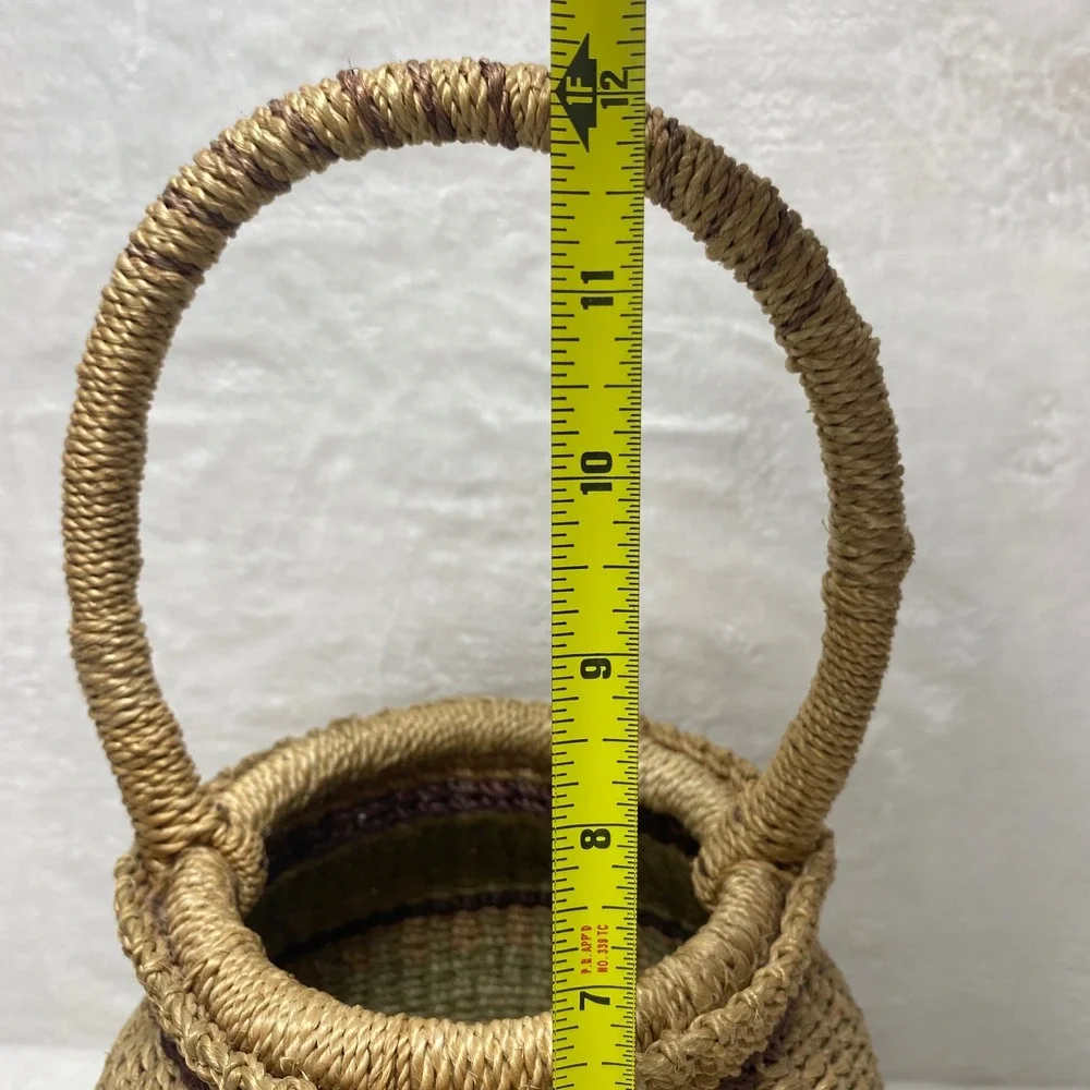 VTG Tightly Woven Basket‎ Handles Decorative Boho Farmhouse Home Decor
